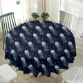Glowing Jellyfish Pattern Print Waterproof Round Tablecloth