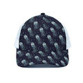 Glowing Jellyfish Pattern Print White Mesh Trucker Hat