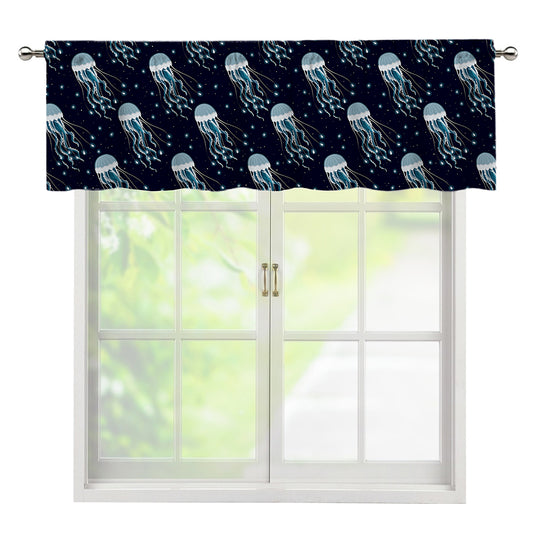 Glowing Jellyfish Pattern Print Window Valance