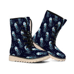 Glowing Jellyfish Pattern Print Winter Boots