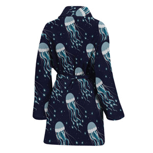 Glowing Jellyfish Pattern Print Women's Bathrobe