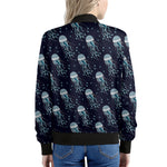 Glowing Jellyfish Pattern Print Women's Bomber Jacket