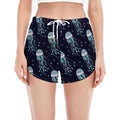 Glowing Jellyfish Pattern Print Women's Split Running Shorts