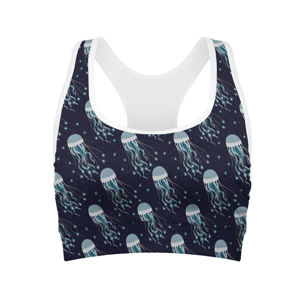 Glowing Jellyfish Pattern Print Women's Sports Bra