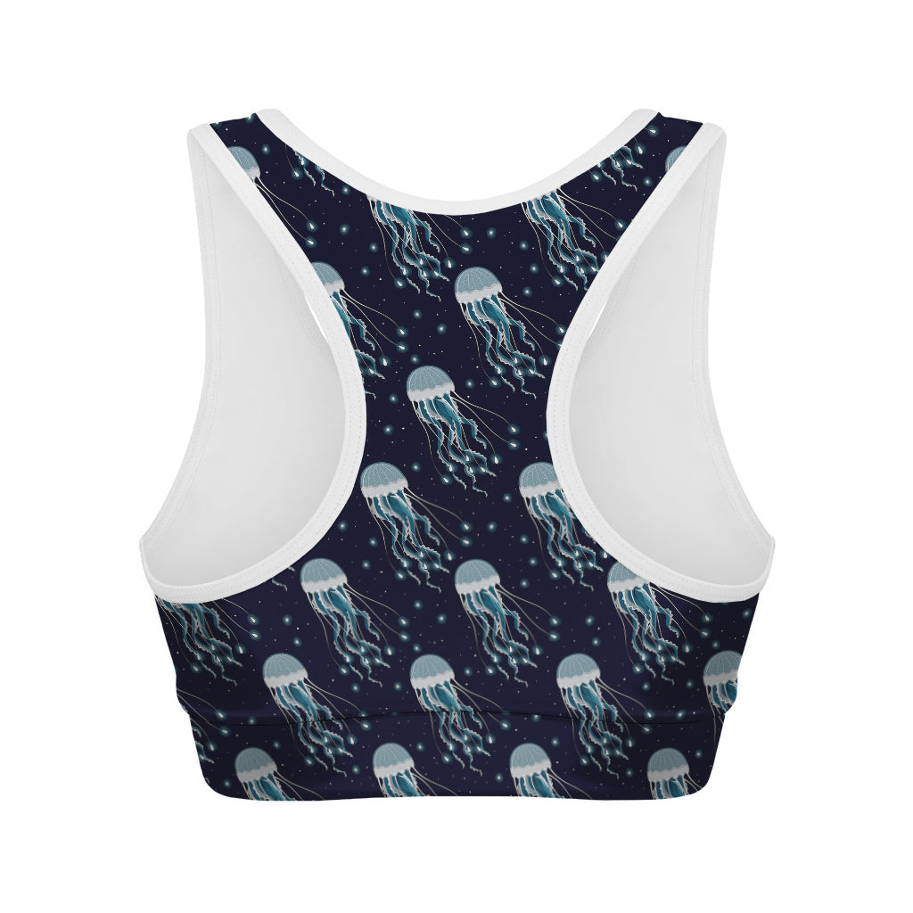 Glowing Jellyfish Pattern Print Women's Sports Bra