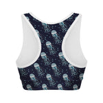 Glowing Jellyfish Pattern Print Women's Sports Bra