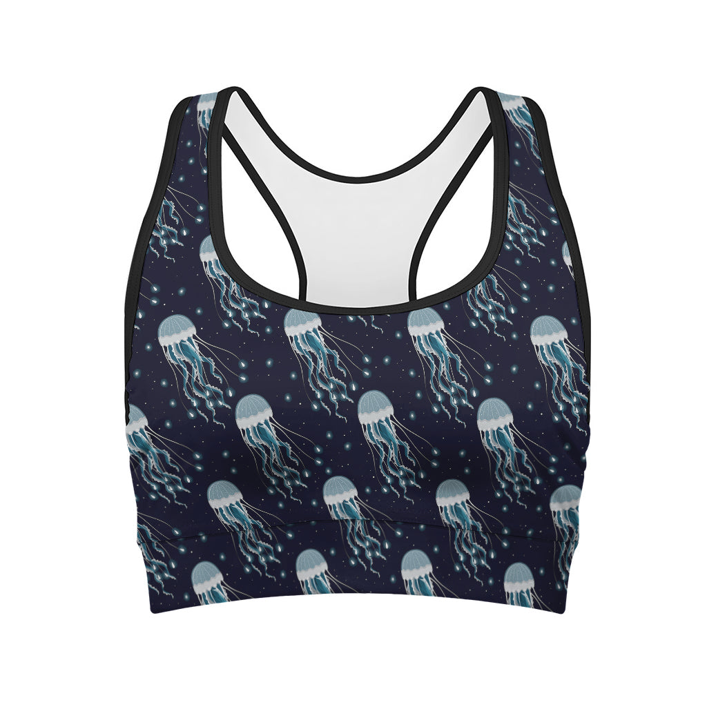 Glowing Jellyfish Pattern Print Women's Sports Bra