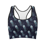 Glowing Jellyfish Pattern Print Women's Sports Bra