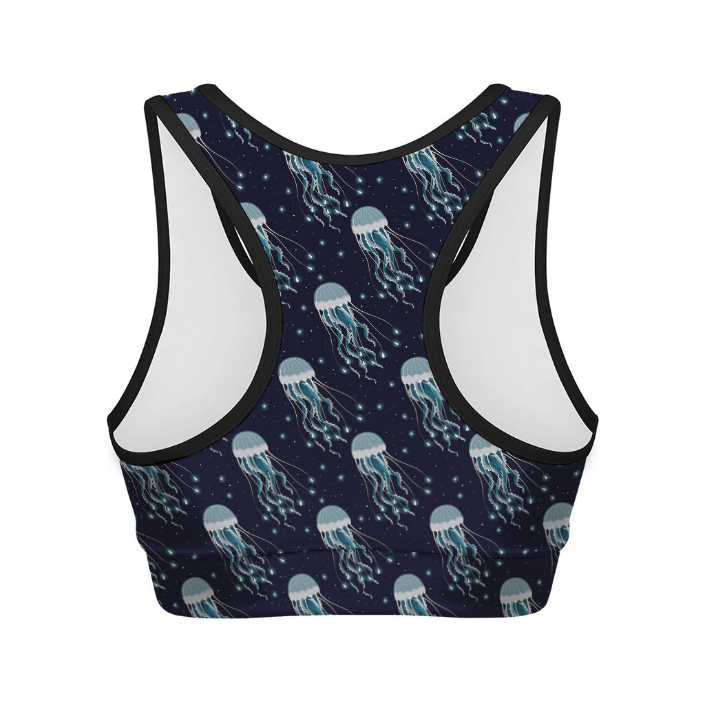 Glowing Jellyfish Pattern Print Women's Sports Bra
