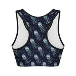 Glowing Jellyfish Pattern Print Women's Sports Bra