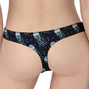 Glowing Jellyfish Pattern Print Women's Thong