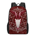 Goat Skull Pentagram Print 17 Inch Backpack