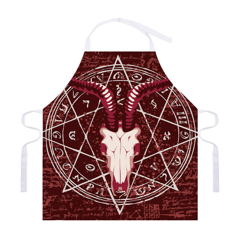 Goat Skull Pentagram Print Adjustable Apron