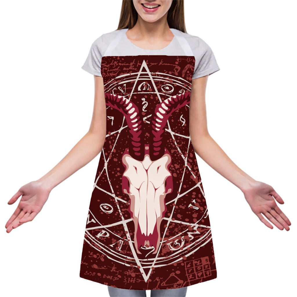 Goat Skull Pentagram Print Adjustable Apron