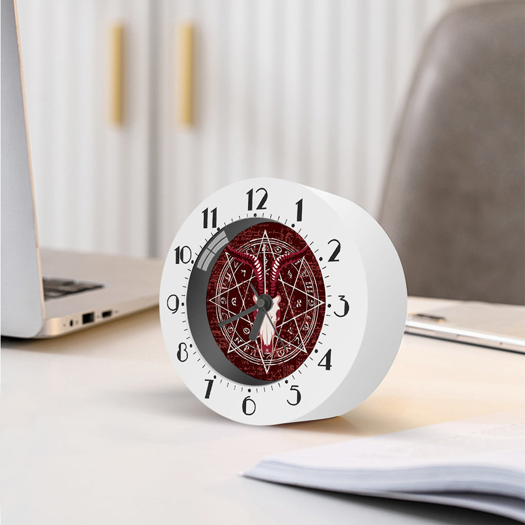 Goat Skull Pentagram Print Alarm Clock
