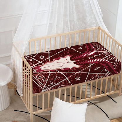 Goat Skull Pentagram Print Baby Crib Sheet