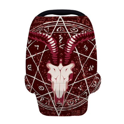 Goat Skull Pentagram Print Baby Seat Cover