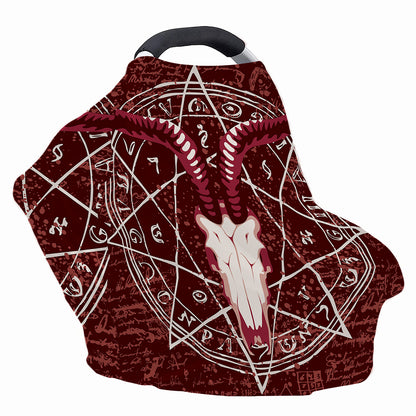 Goat Skull Pentagram Print Baby Seat Cover
