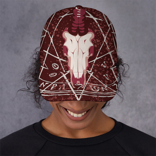 Goat Skull Pentagram Print Baseball Cap