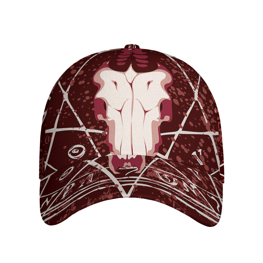 Goat Skull Pentagram Print Baseball Cap