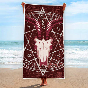 Goat Skull Pentagram Print Beach Towel