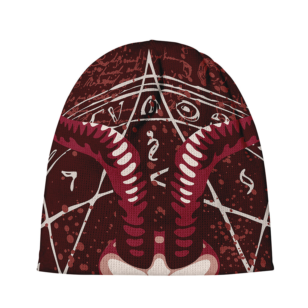 Goat Skull Pentagram Print Beanie