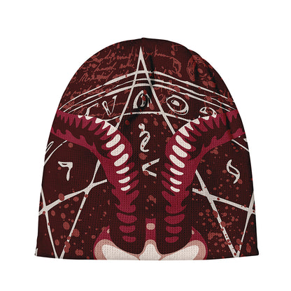 Goat Skull Pentagram Print Beanie