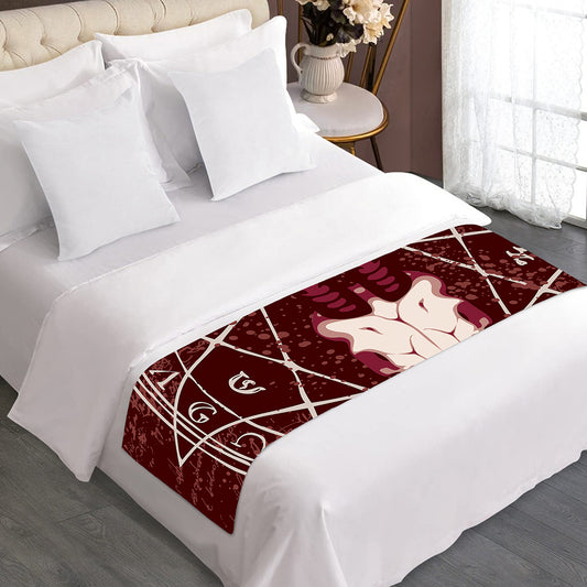 Goat Skull Pentagram Print Bed Runner