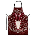 Goat Skull Pentagram Print Bib Apron With Pocket
