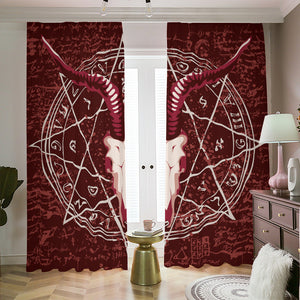 Goat Skull Pentagram Print Blackout Pencil Pleat Curtains