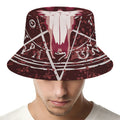 Goat Skull Pentagram Print Bucket Hat