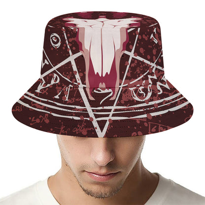 Goat Skull Pentagram Print Bucket Hat