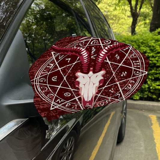 Goat Skull Pentagram Print Car Side Mirror Covers