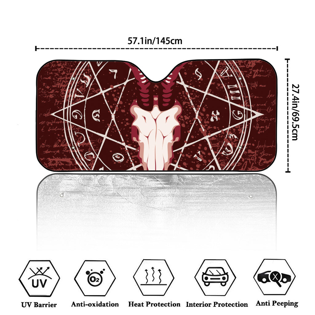 Goat Skull Pentagram Print Car Windshield Sun Shade