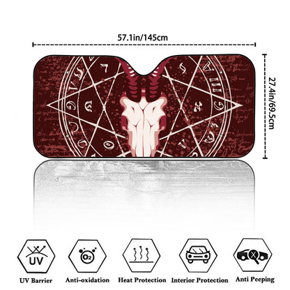 Goat Skull Pentagram Print Car Windshield Sun Shade