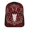 Goat Skull Pentagram Print Casual Backpack