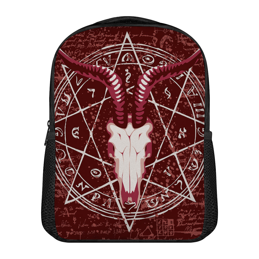 Goat Skull Pentagram Print Casual Backpack