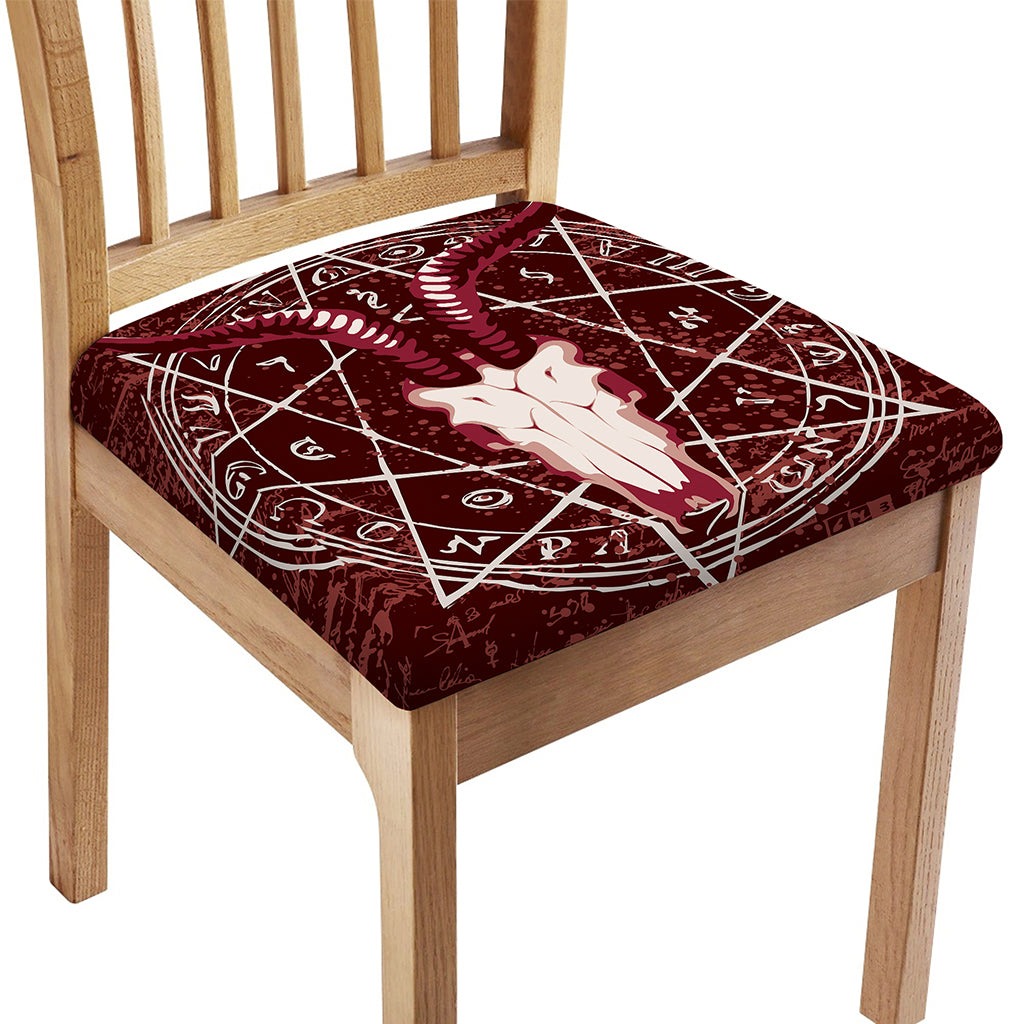 Goat Skull Pentagram Print Chair Cushion Cover
