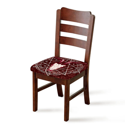 Goat Skull Pentagram Print Chair Cushion Cover