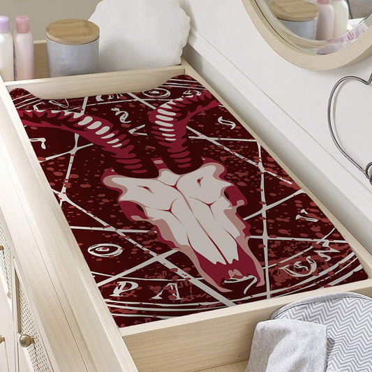 Goat Skull Pentagram Print Changing Pad Cover