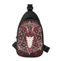 Goat Skull Pentagram Print Sling Bag