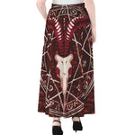 Goat Skull Pentagram Print Chiffon Maxi Skirt