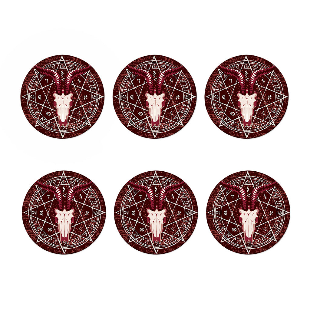 Goat Skull Pentagram Print Coaster Set