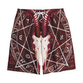 Goat Skull Pentagram Print Cotton Shorts