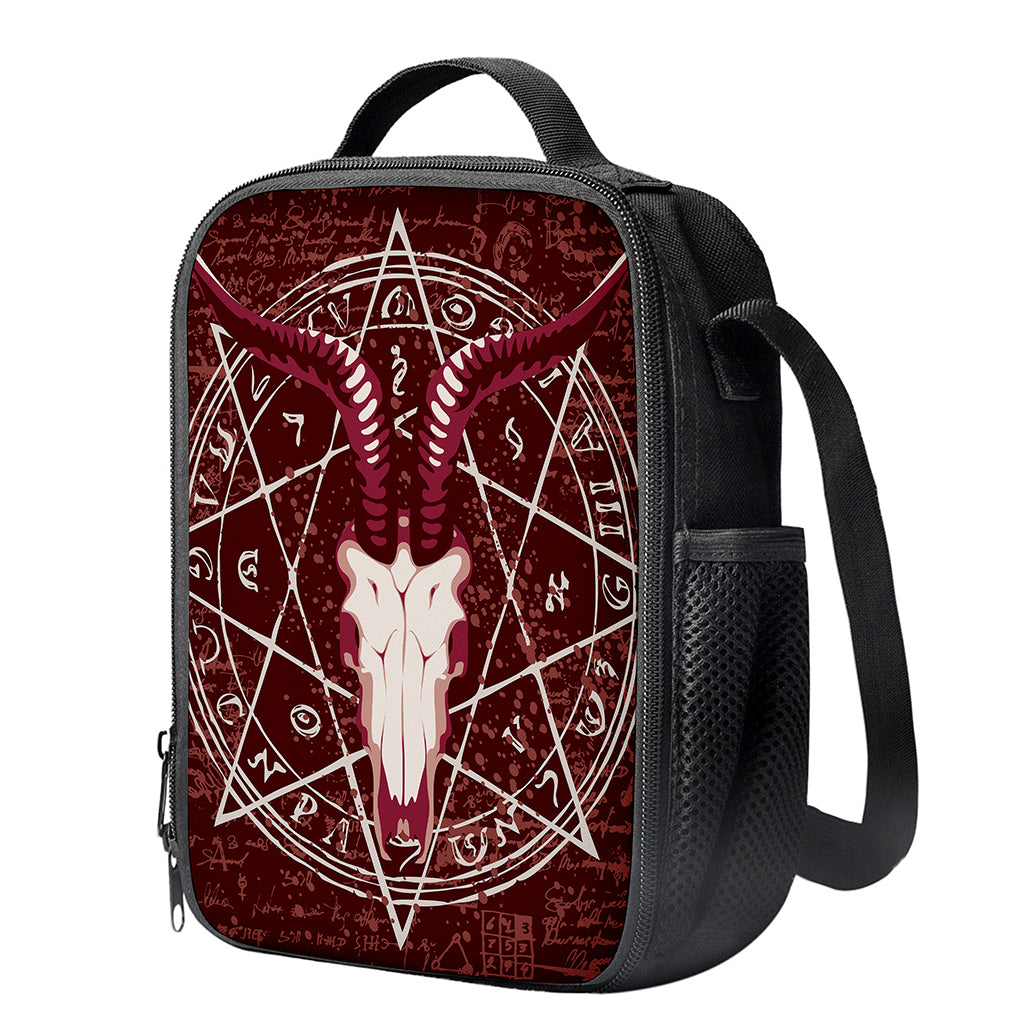 Goat Skull Pentagram Print Crossbody Lunch Bag