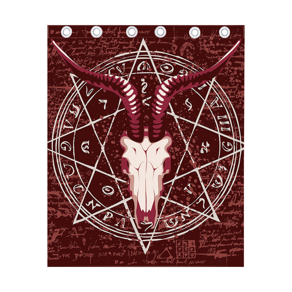 Goat Skull Pentagram Print Curtain
