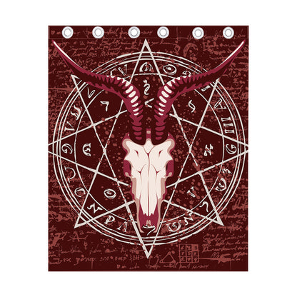 Goat Skull Pentagram Print Curtain