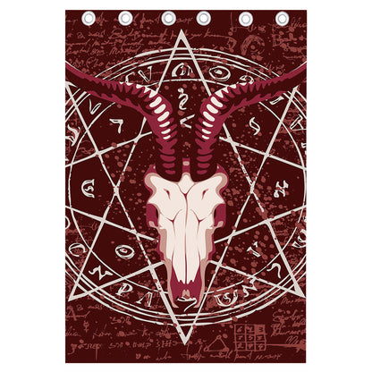 Goat Skull Pentagram Print Curtain