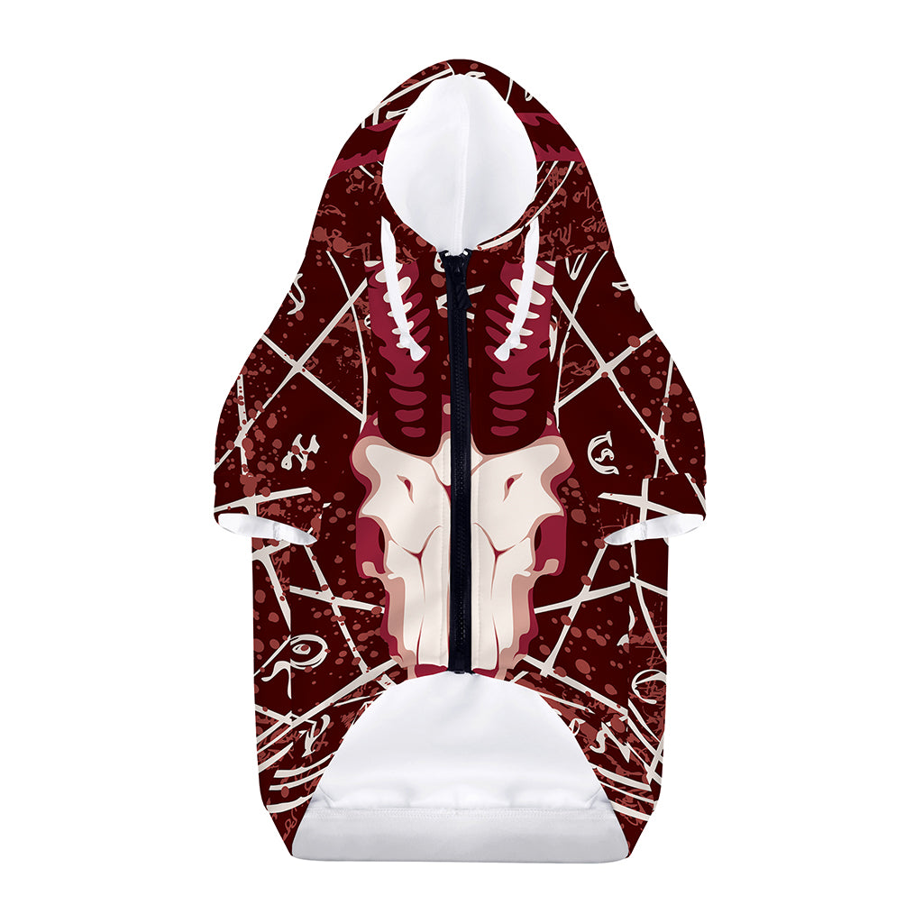 Goat Skull Pentagram Print Dog Zip Up Hoodie