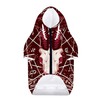 Goat Skull Pentagram Print Dog Zip Up Hoodie